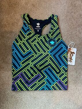Rabbit Racerback Tank Top in Neon Geo Print